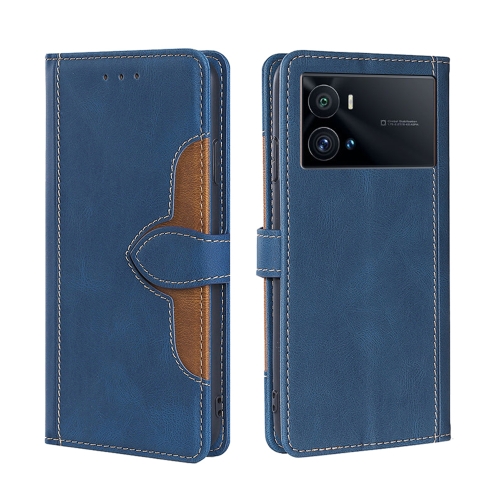 

For vivo iQOO 9 Pro 5G Stitching Skin Feel Magnetic Buckle Horizontal Flip PU Leather Case(Blue)