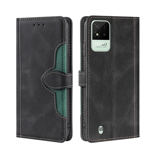 

For OPPO Realme Narzo 50i Stitching Skin Feel Magnetic Buckle Horizontal Flip PU Leather Case(Black)