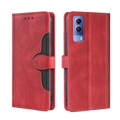 

For vivo Y53S 5G/iQOO Z5x/T1X Stitching Skin Feel Magnetic Buckle Horizontal Flip PU Leather Case(Red)