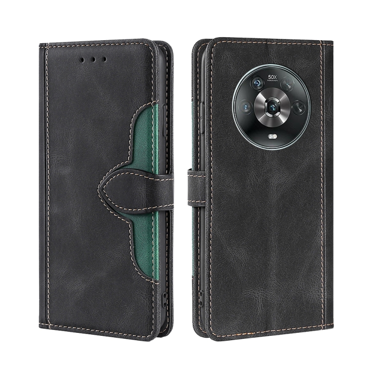 

For Honor Magic4 Stitching Skin Feel Magnetic Buckle Horizontal Flip PU Leather Case(Black)