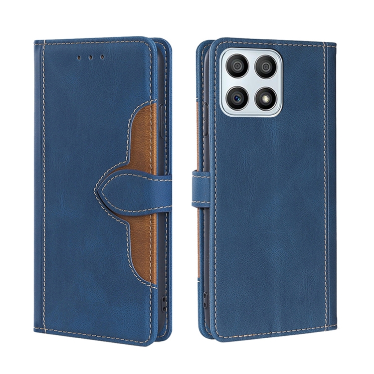 

For Honor X30i Stitching Skin Feel Magnetic Buckle Horizontal Flip PU Leather Case(Blue)