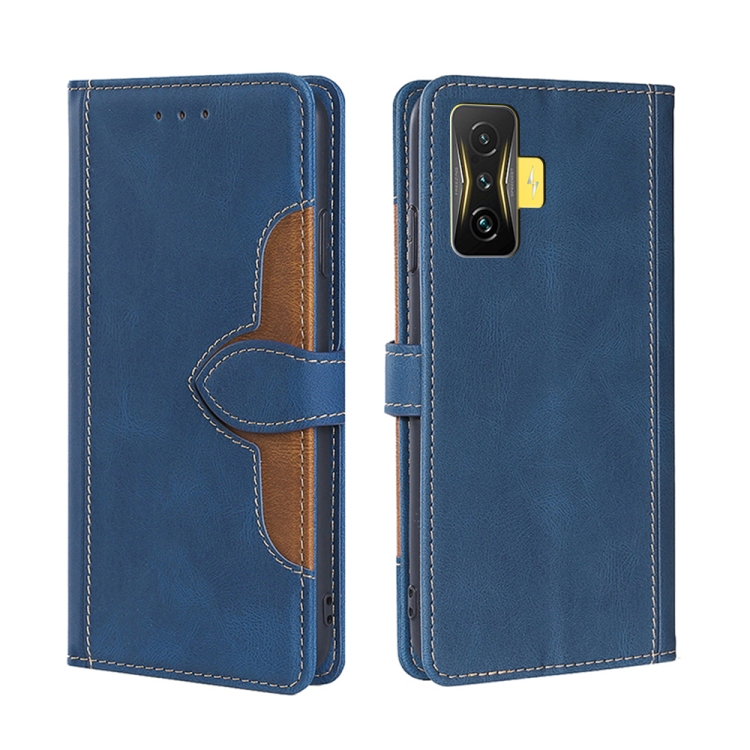 

For Xiaomi Redmi K50 Gaming/Poco F4 GT Stitching Skin Feel Magnetic Buckle Horizontal Flip PU Leather Case(Blue)