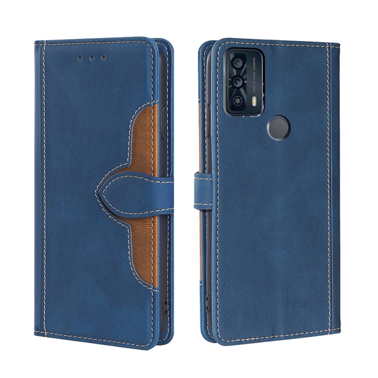 

For TCL 20B/6159K Stitching Skin Feel Magnetic Buckle Horizontal Flip PU Leather Case(Blue)