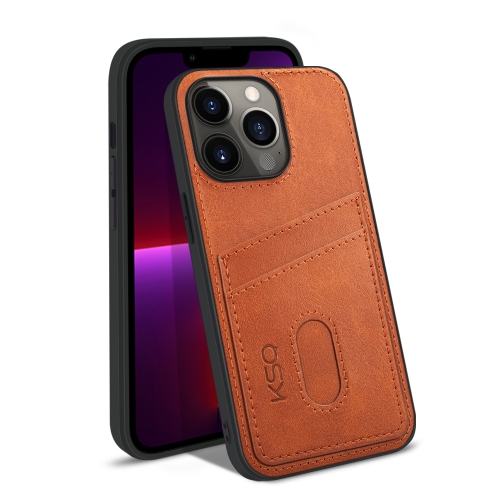 

KSQ Calf Texture All-inclusive PU Phone Case For iPhone 13 Pro(Brown)