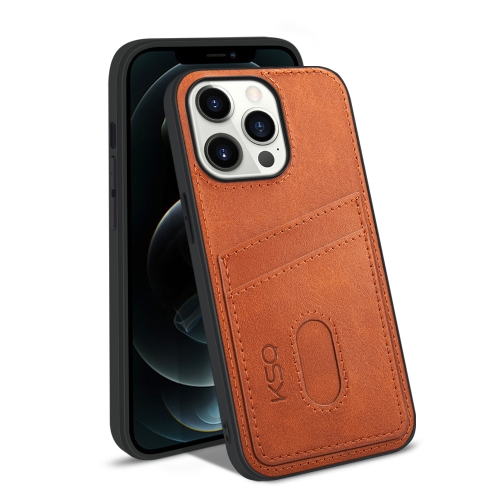 

KSQ Calf Texture All-inclusive PU Phone Case For iPhone 13 Pro Max(Brown)