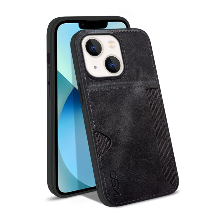 

KSQ Calf Texture All-inclusive PU Phone Case For iPhone 13 mini(Black)