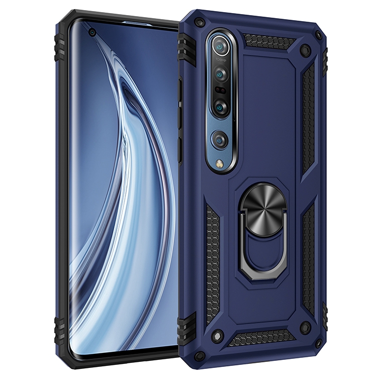 

For Xiaomi Mi 10 Pro Shockproof TPU + PC Protective Case with 360 Degree Rotating Holder(Blue)