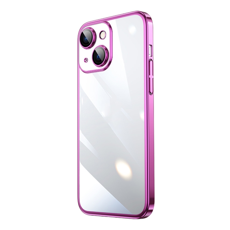 

Transparent Electroplated PC Phone Case For iPhone 13(Rose Red)