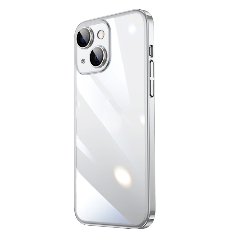 

For iPhone 13 Transparent Electroplated PC Phone Case(Silver)