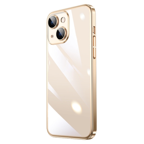 

For iPhone 13 Transparent Electroplated PC Phone Case(Gold)