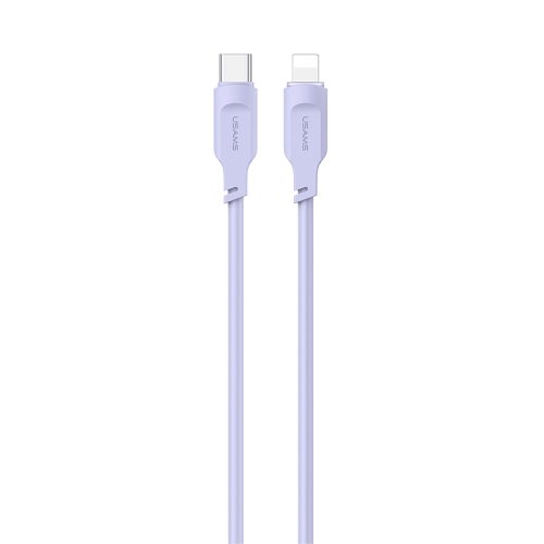 

USAMS US-SJ566 Type-C / USB-C to 8 Pin PD 20W Fast Charing Data Cable with Light, Length: 1.2m(Purple)