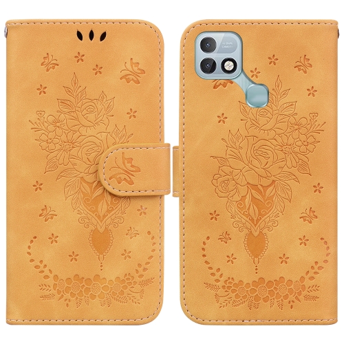 

For Infinix Hot 10i / Smart 5 Pro Butterfly Rose Embossed Leather Phone Case(Yellow)