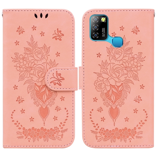 

For Infinix Smart 5 X657 / Hot 10 Lite Butterfly Rose Embossed Leather Phone Case(Pink)