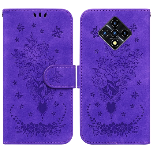

For Infinix Zero 8 X687 Butterfly Rose Embossed Leather Phone Case(Purple)