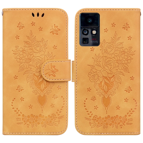 

For Infinix Zero X / Zero X Pro Butterfly Rose Embossed Leather Phone Case(Yellow)