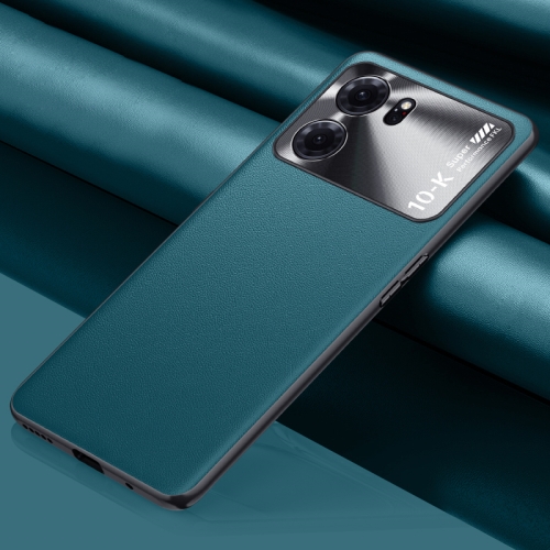 

For OPPO K10 Plain Skin Leather Phone Case(Cyan)