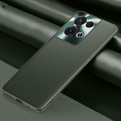 

For OPPO Reno8 Pro Plain Skin Leather Phone Case(Green)