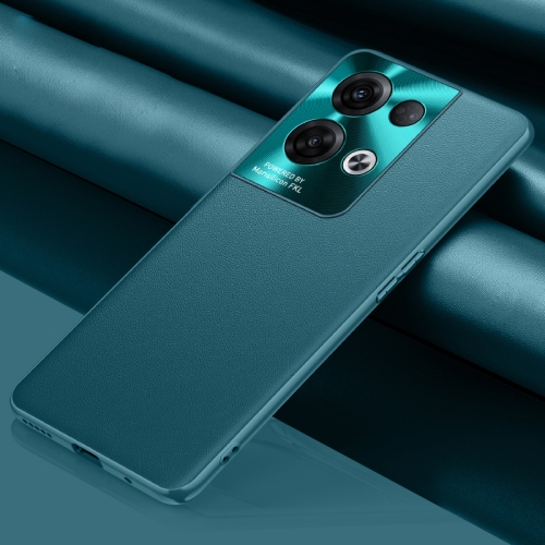 

For OPPO Reno8 Pro+ Plain Skin Leather Phone Case(Cyan)