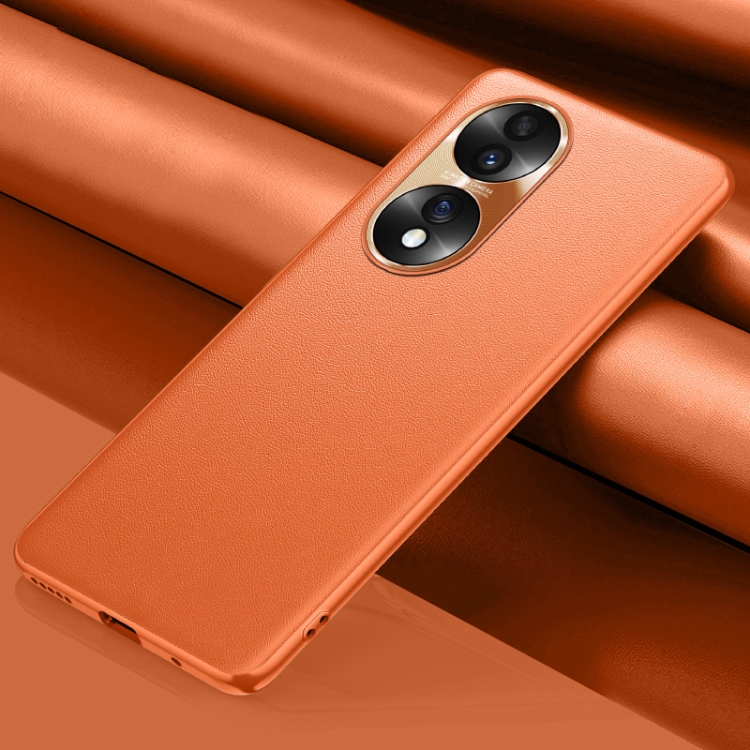 

For Honor 70 Plain Skin Leather Phone Case(Orange)