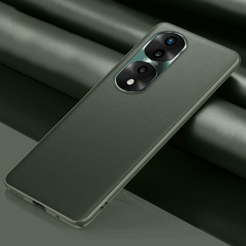 

For Honor 70 Pro Plain Skin Leather Phone Case(Green)