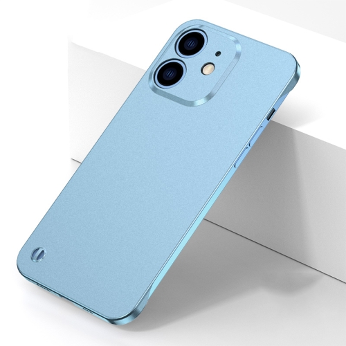 

For iPhone 12 Electroplating Frosted Frameless Phone Case(Light Blue)