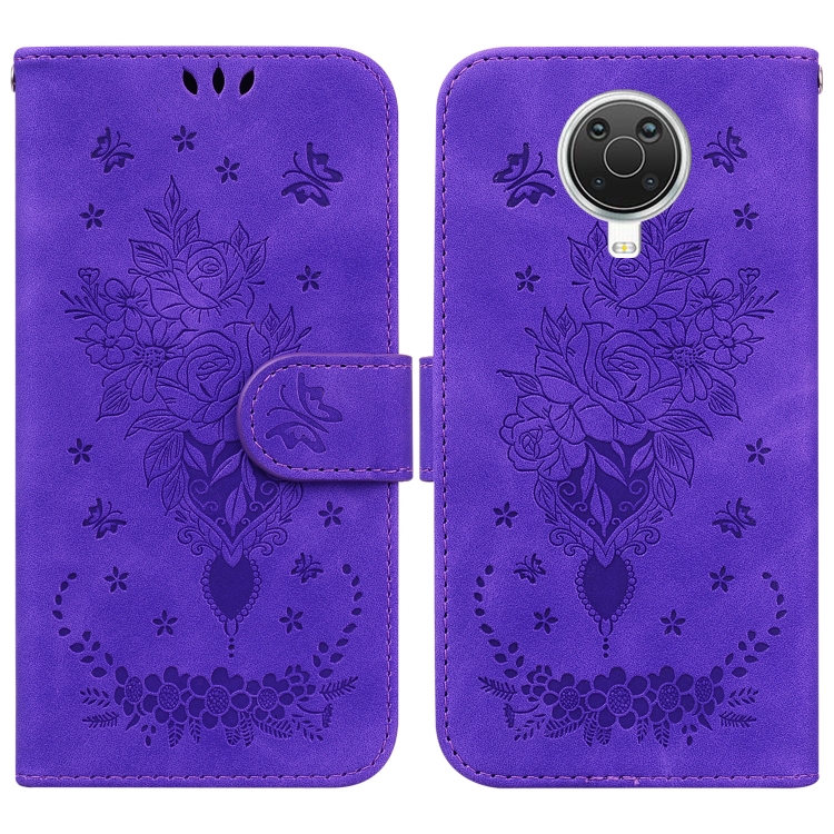 

For Nokia G10 / G20 Butterfly Rose Embossed Leather Phone Case(Purple)