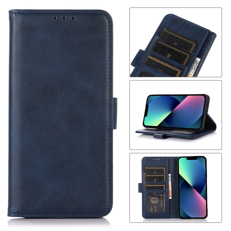 

For iPhone 14 Plus Cow Texture Leather Phone Case (Blue)