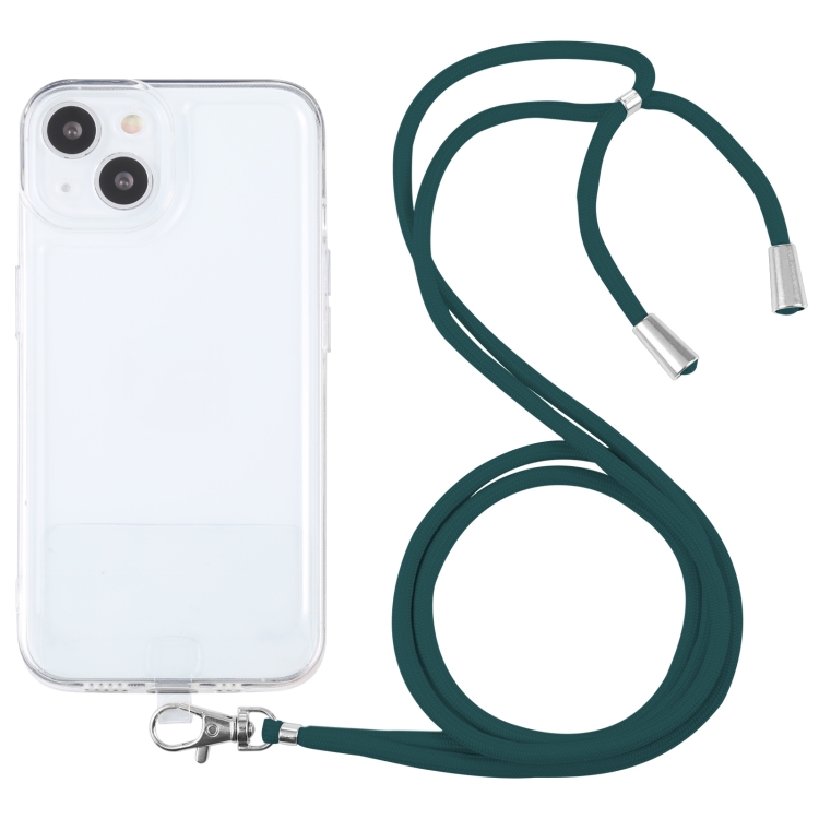 

Lanyard Transparent TPU Phone Case For iPhone 13 mini(Deep Green)