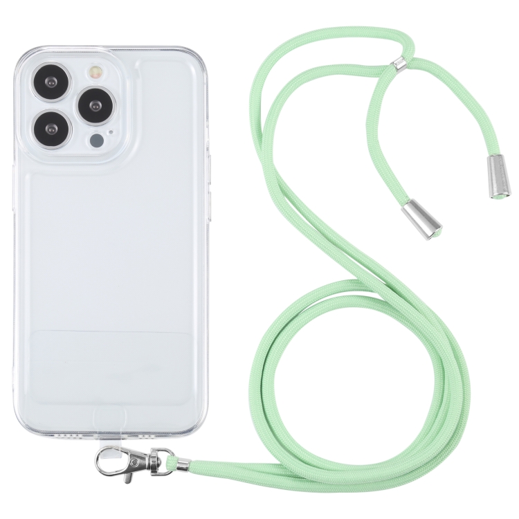 

For iPhone 13 Pro Max Lanyard Transparent TPU Phone Case (Green)