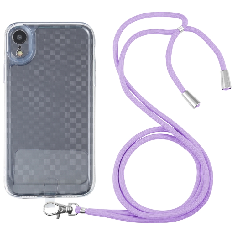 

For iPhone XR Lanyard Transparent TPU Phone Case(Purple)