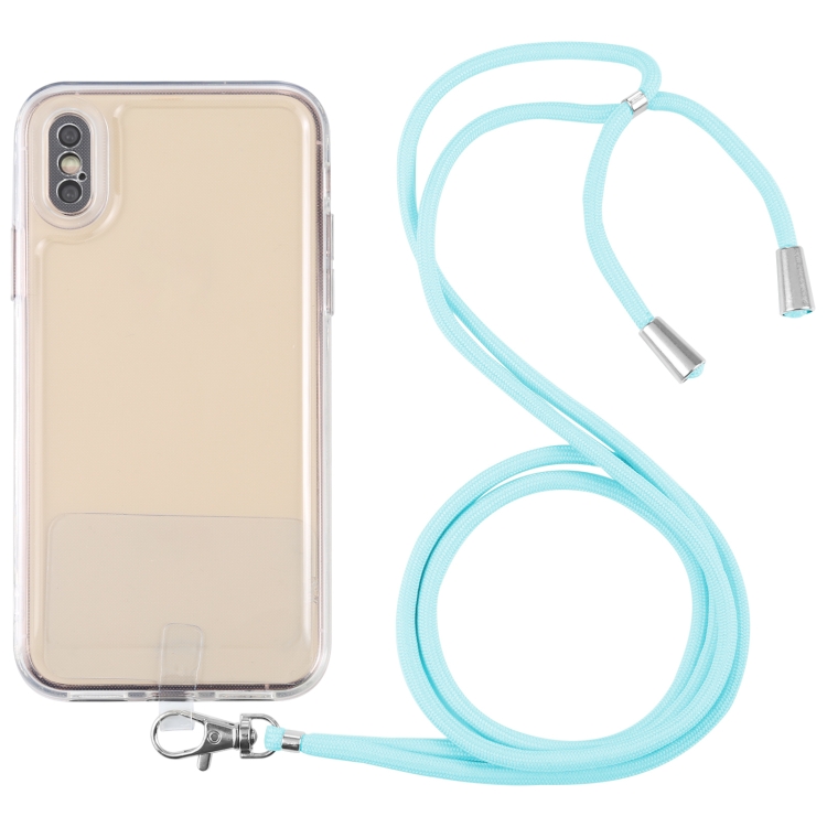 

For iPhone XS Max Lanyard Transparent TPU Phone Case(Sky Blue)