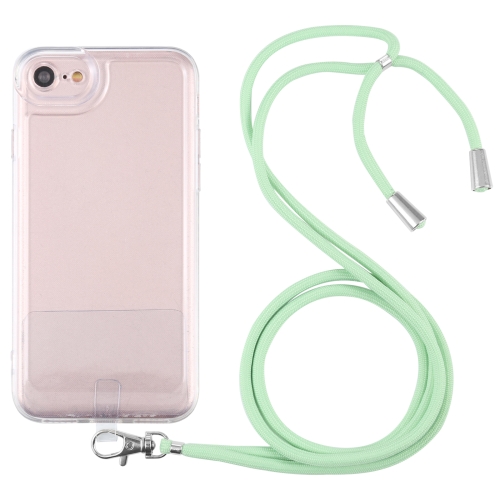 

For iPhone SE 2022 / SE 2020 / 8 / 7 Lanyard Transparent TPU Phone Case(Green)