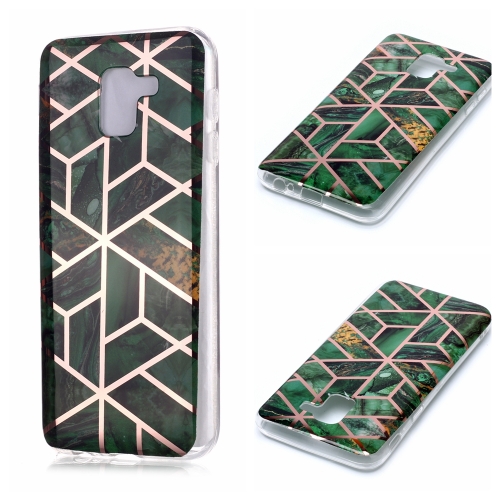 

For Galaxy A6 (2018) Plating Marble Pattern Soft TPU Protective Case(Green)