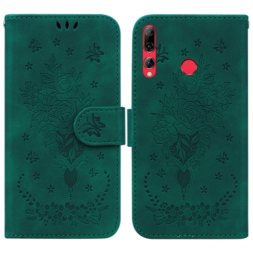 

For Huawei P Smart Z / Y9 Prime 2019 Butterfly Rose Embossed Leather Phone Case(Green)