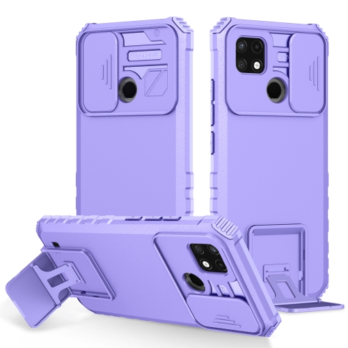 

For OPPO Realme C21 Stereoscopic Holder Sliding Camshield Phone Case(Purple)