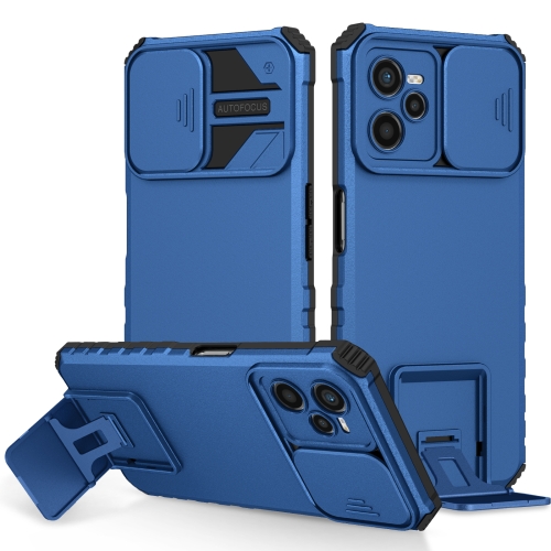 

For OPPO Realme C35 Stereoscopic Holder Sliding Camshield Phone Case(Blue)