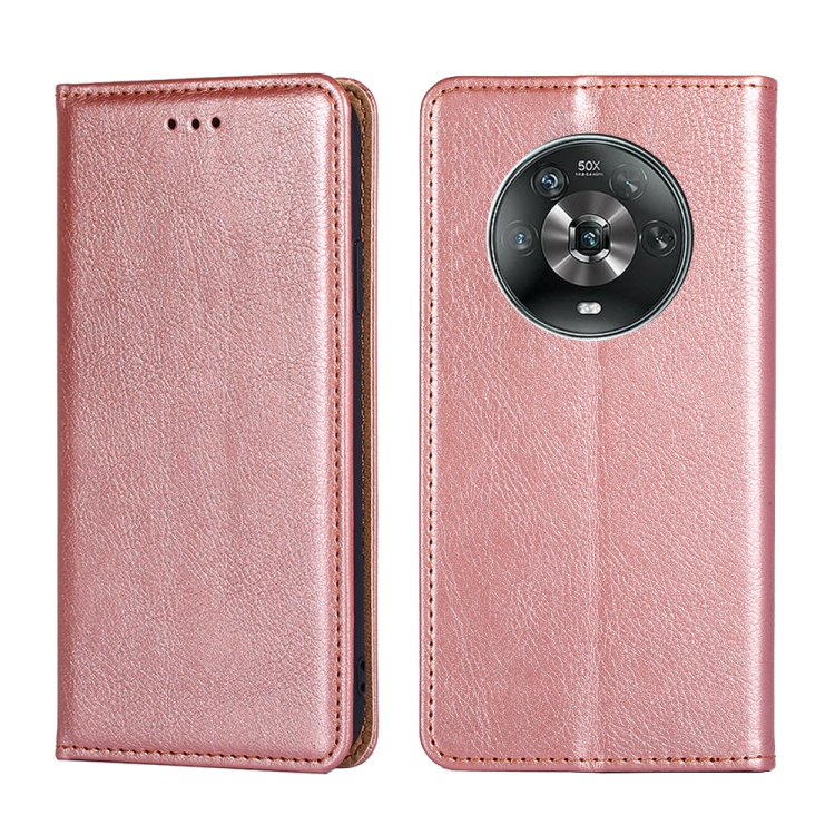 

For Honor Magic4 Gloss Oil Solid Color Magnetic Flip Leather Phone Case(Rose Gold)