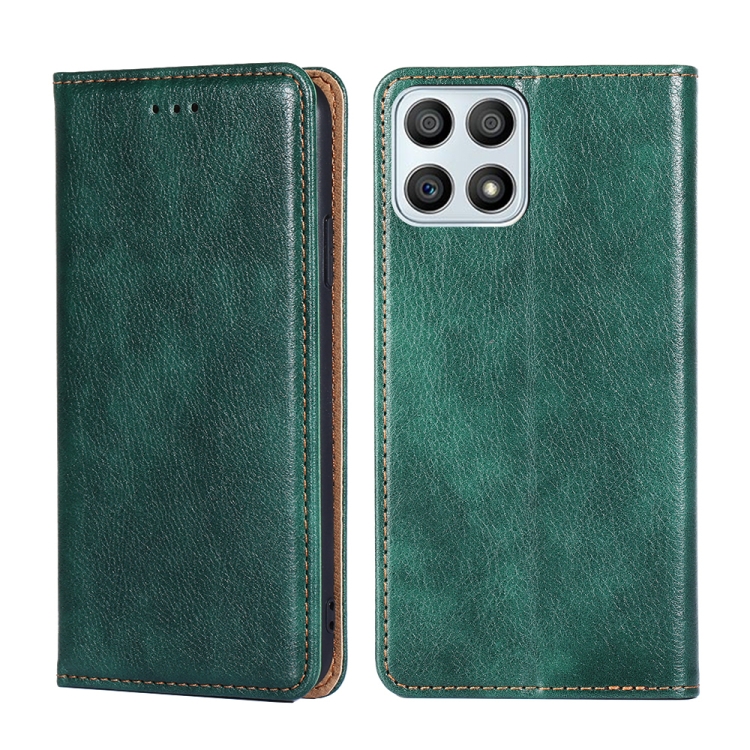 

For Honor X30i Gloss Oil Solid Color Magnetic Flip Leather Phone Case(Green)