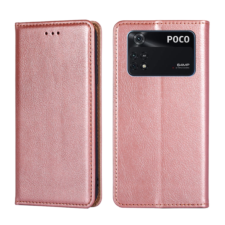 

For Xiaomi Poco M4 Pro Gloss Oil Solid Color Magnetic Flip Leather Phone Case(Rose Gold)