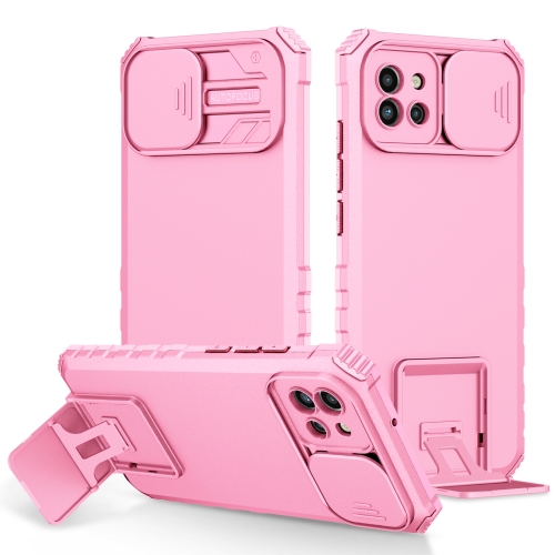 

For Samsung Galaxy A03 164mm Stereoscopic Holder Sliding Camshield Phone Case(Pink)