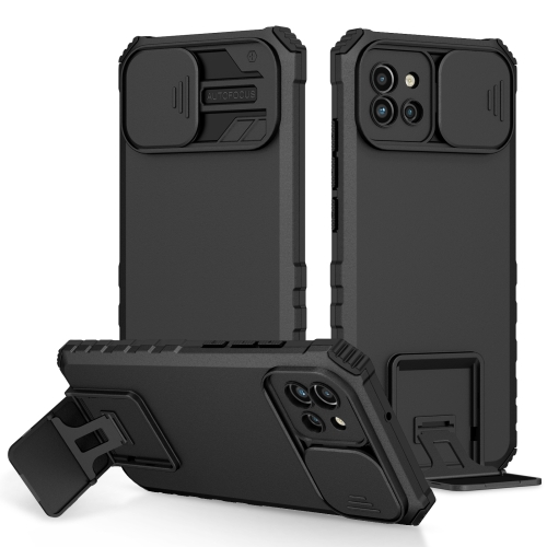 

For Samsung Galaxy A03 164mm Stereoscopic Holder Sliding Camshield Phone Case(Black)