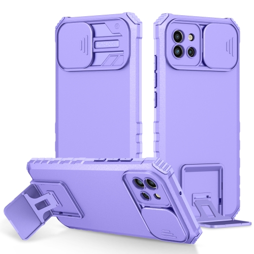 

For Samsung Galaxy A03 164mm Stereoscopic Holder Sliding Camshield Phone Case(Purple)