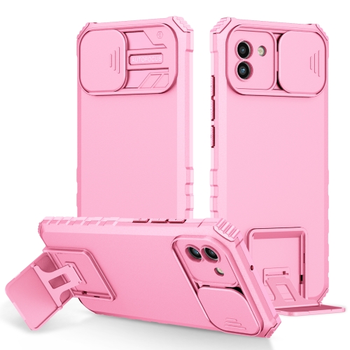 

For Samsung Galaxy A03 166mm Stereoscopic Holder Sliding Camshield Phone Case(Pink)