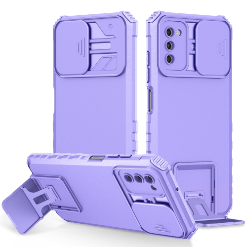 

For Samsung Galaxy A03s EU Stereoscopic Holder Sliding Camshield Phone Case(Purple)