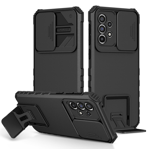 

For Samsung Galaxy A33 5G Stereoscopic Holder Sliding Camshield Phone Case(Black)