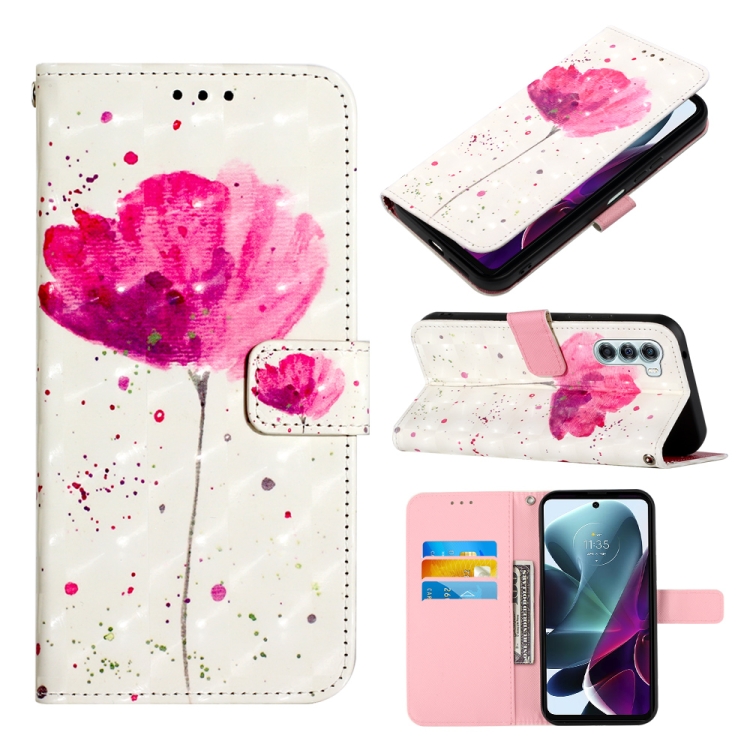 

For Motorola Moto G200 5G/Edge S30 3D Painting Horizontal Flip Leather Case(A Flower)