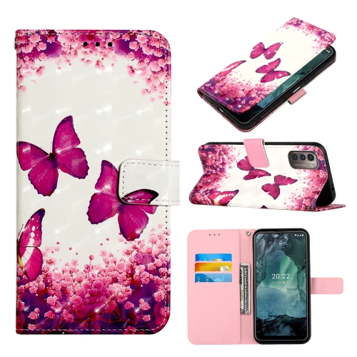 

For Nokia G21/G11 3D Painting Horizontal Flip Leather Case(Rose Butterfly)