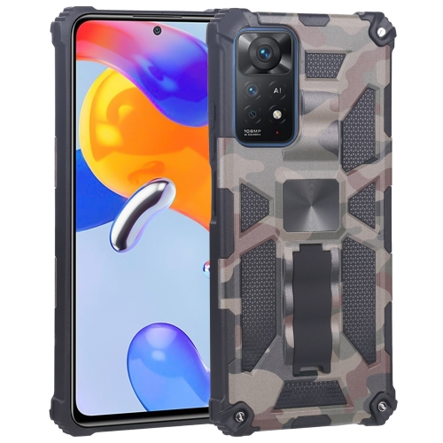 

For Xiaomi Redmi Note 11 Pro 4G / 5G Global Camouflage Armor Kickstand TPU + PC Magnetic Phone Case(Army Green)