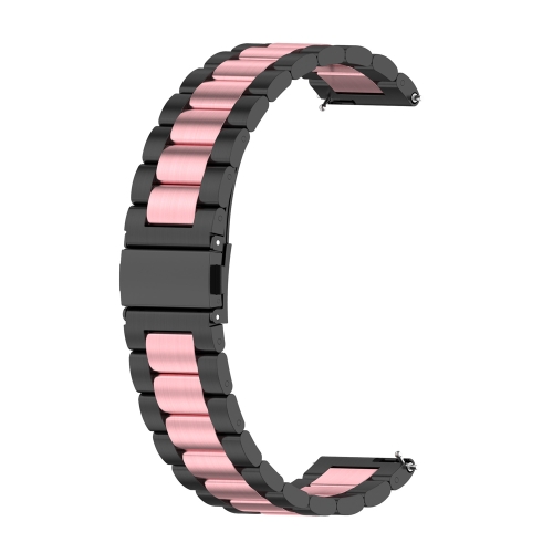 

For Huawei GT 3 Pro 46mm Three-bead Metal Steel Watch Band(Black Pink)