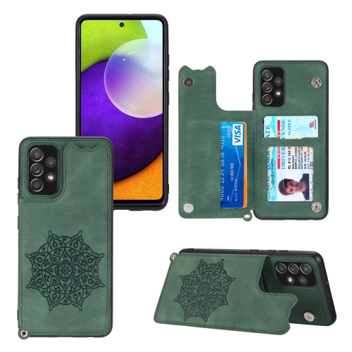 

For Samsung Galaxy A23 4G Mandala Embossed Card Slots Magnetic Phone Case(Green)